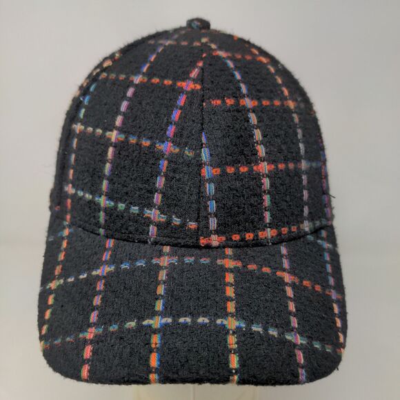 BP Women's Strapback Hat Black Rainbow Striped Adjustable Knit Pattern - Picture 3 of 11